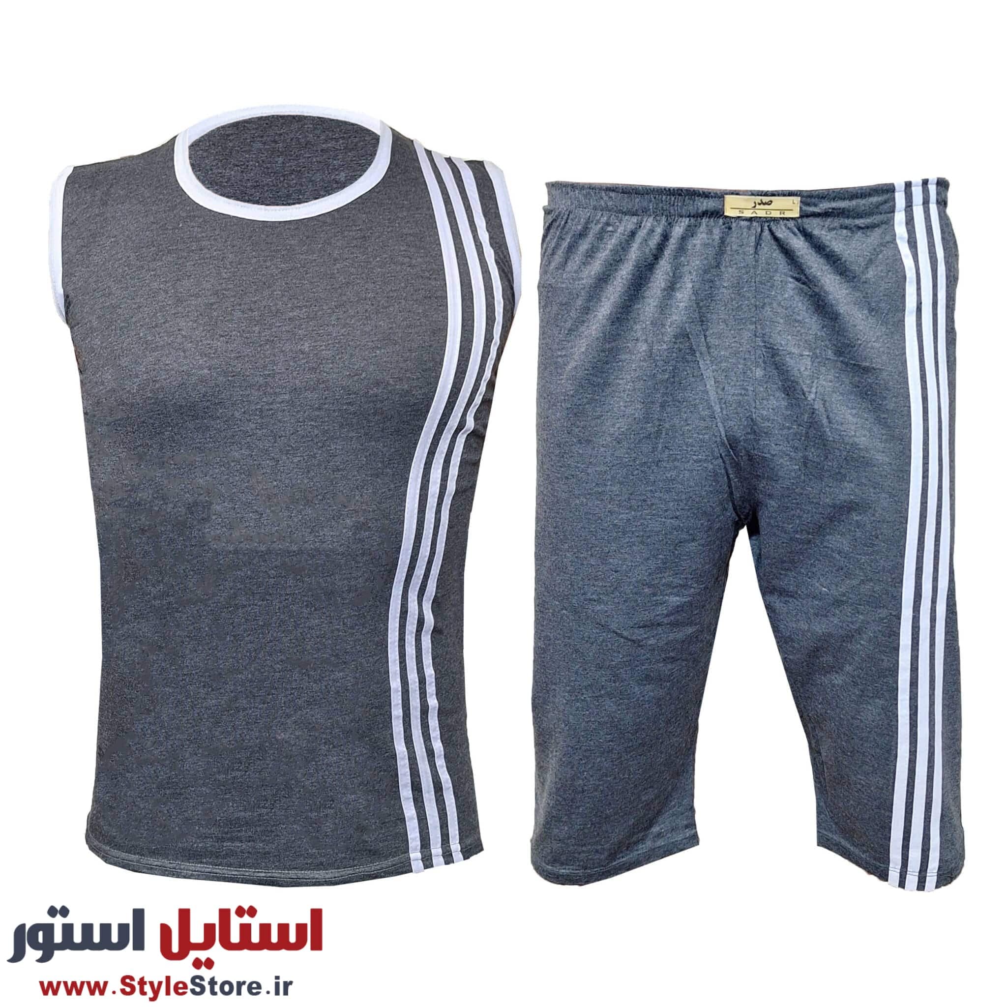 ست تاپ و شلوارک مردانه صدر مدل SE رنگ خاکستری