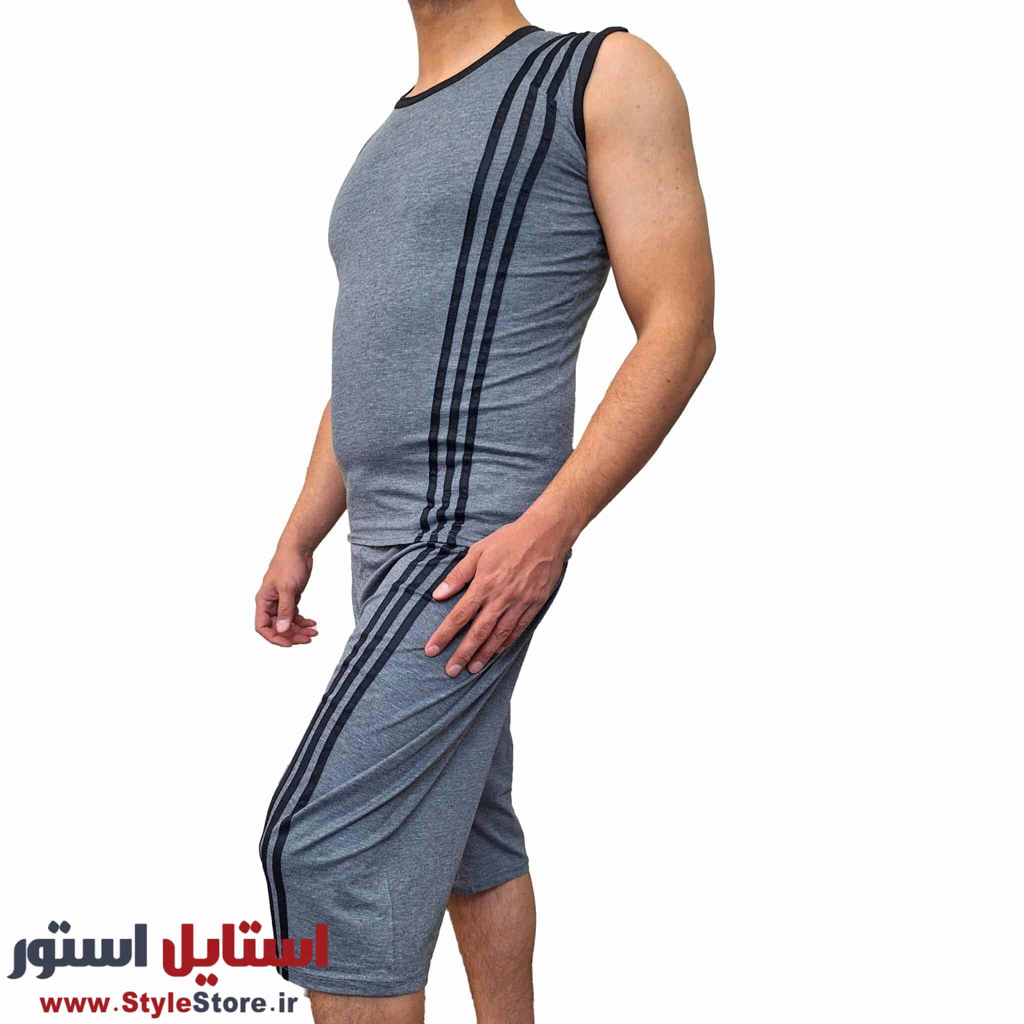 ست تاپ و شلوارک مردانه صدر مدل ME رنگ خاکستری — تصویر ۱۲