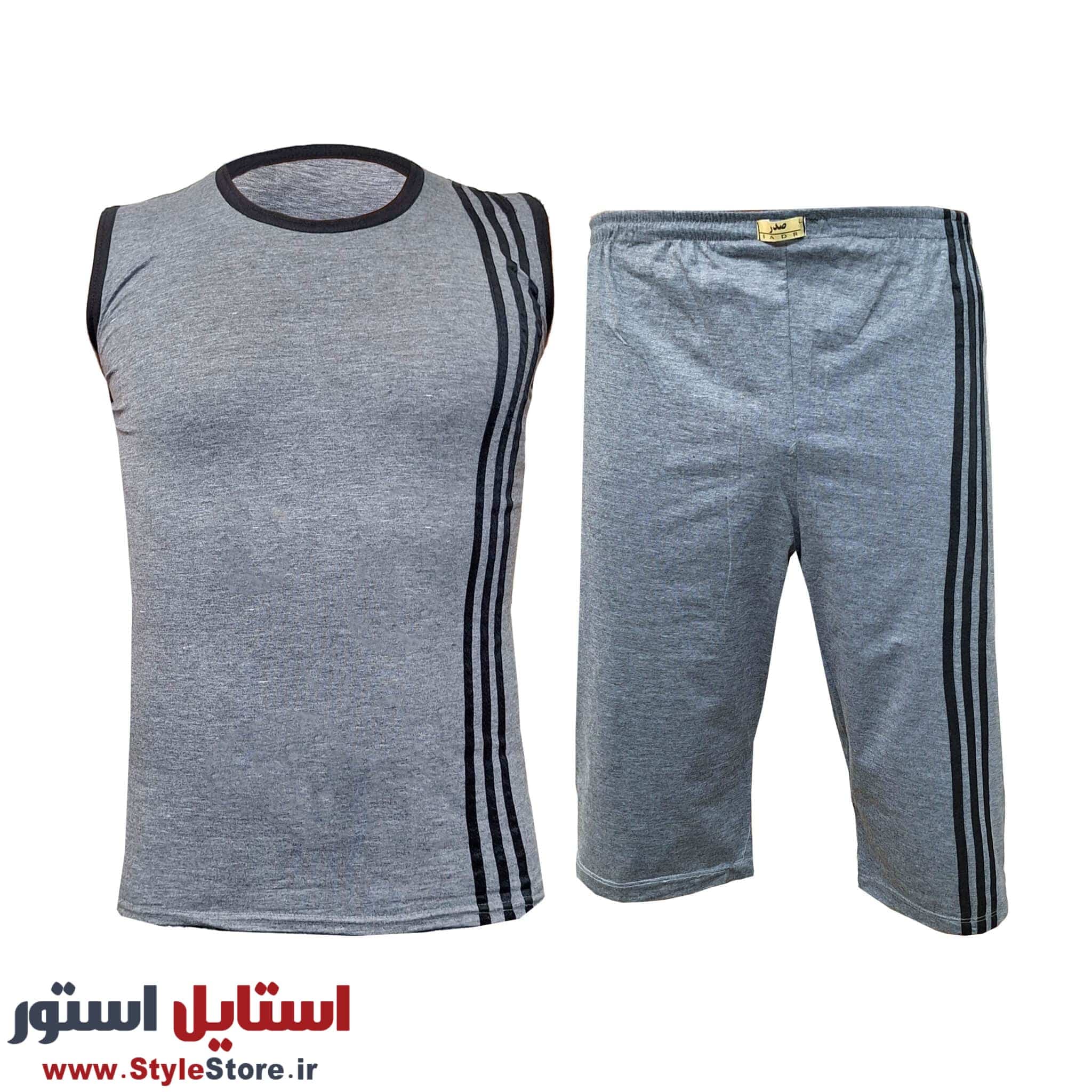 ست تاپ و شلوارک مردانه صدر مدل ME رنگ خاکستری