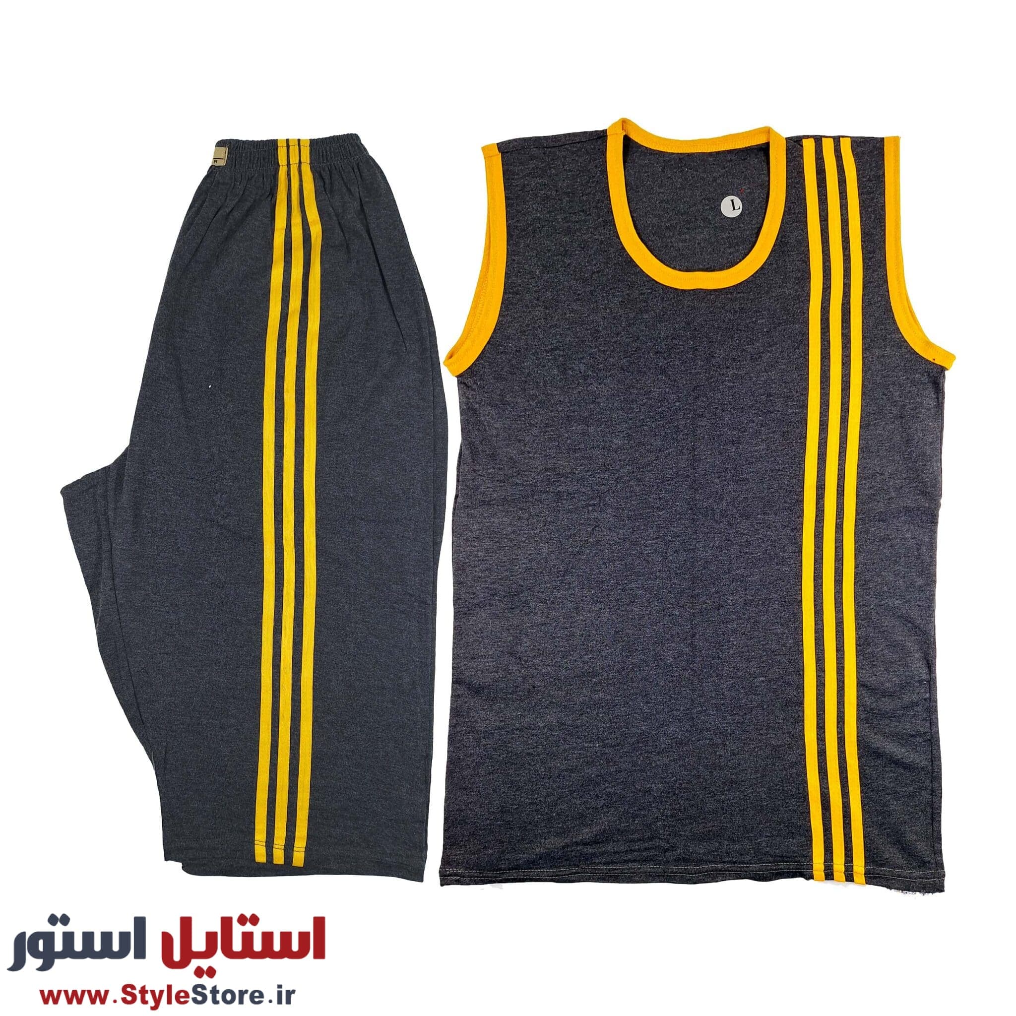 ست تاپ و شلوارک مردانه صدر مدل ZA رنگ خاکستری — تصویر ۶
