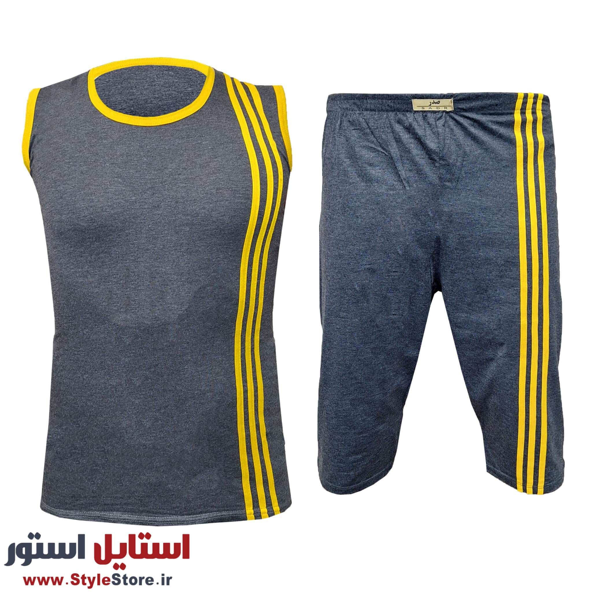 ست تاپ و شلوارک مردانه صدر مدل ZA رنگ خاکستری
