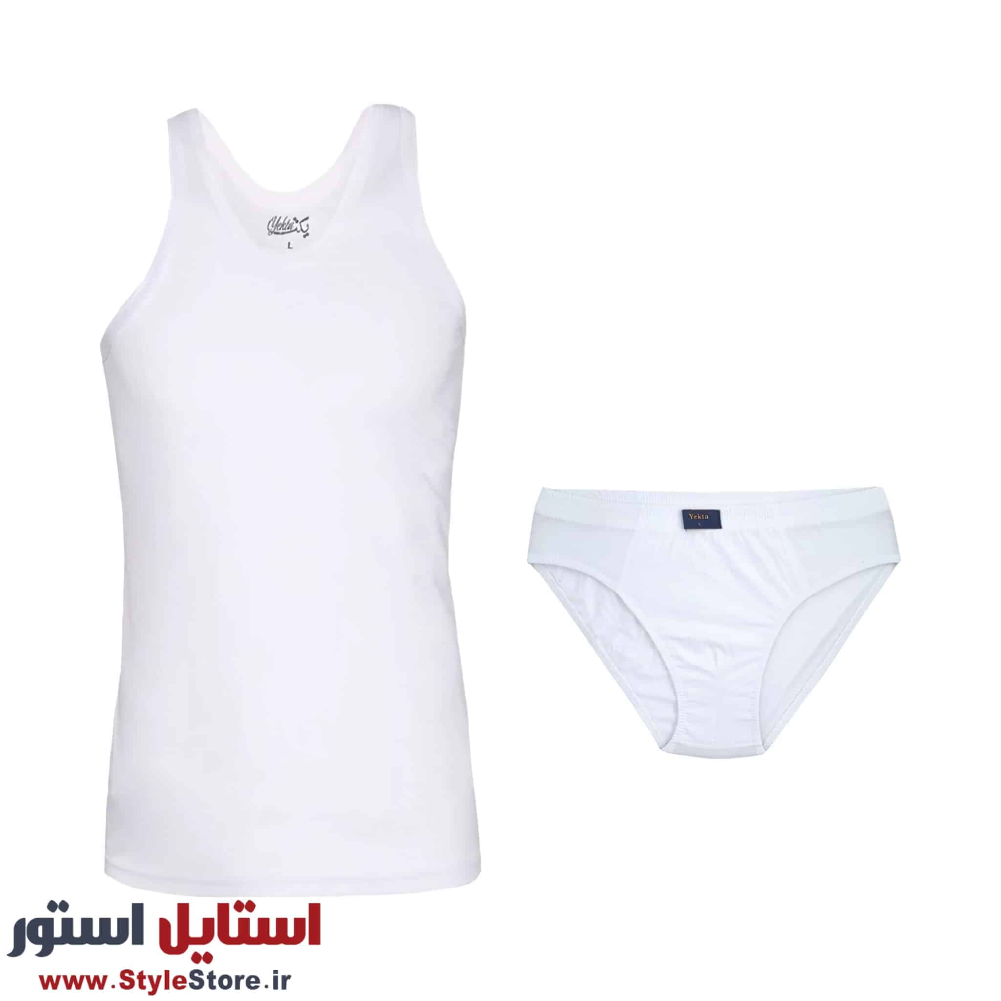 ست شورت و زیرپوش رکابی مردانه یکتا مدل پنبه کد 1101
