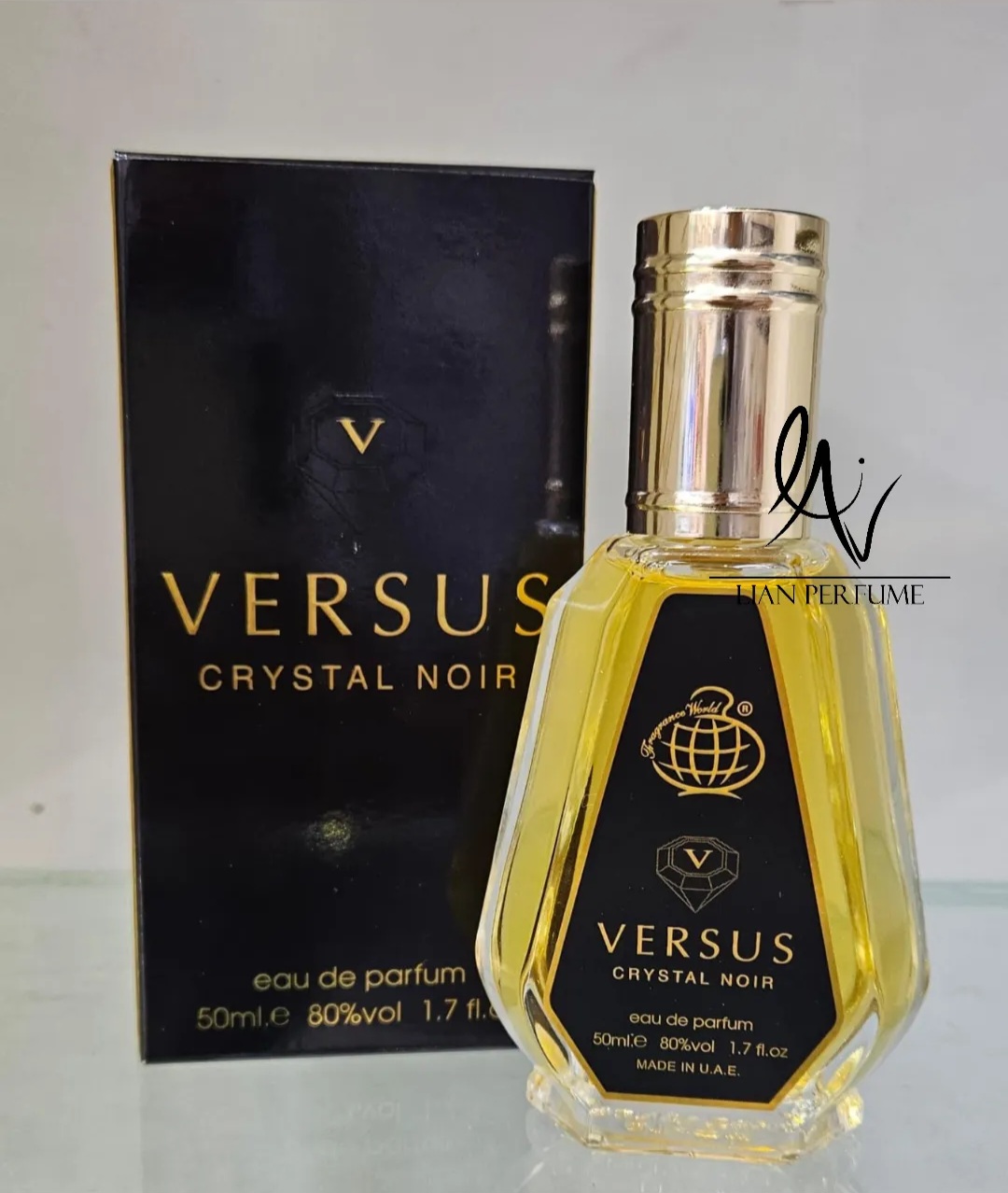 عطر ادکلن ورساچ کریستال نویر مشکی ۵۰ میل فراگرنس ورد ورسوس کریستال Fragrance World versus crystal noir+
