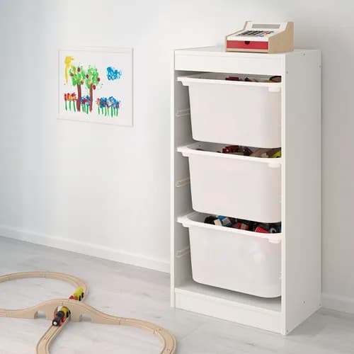 شلف همراه باکس ایکیا TROFAST سفید/سفید، 46x30x94 سانتیمتر — تصویر ۴