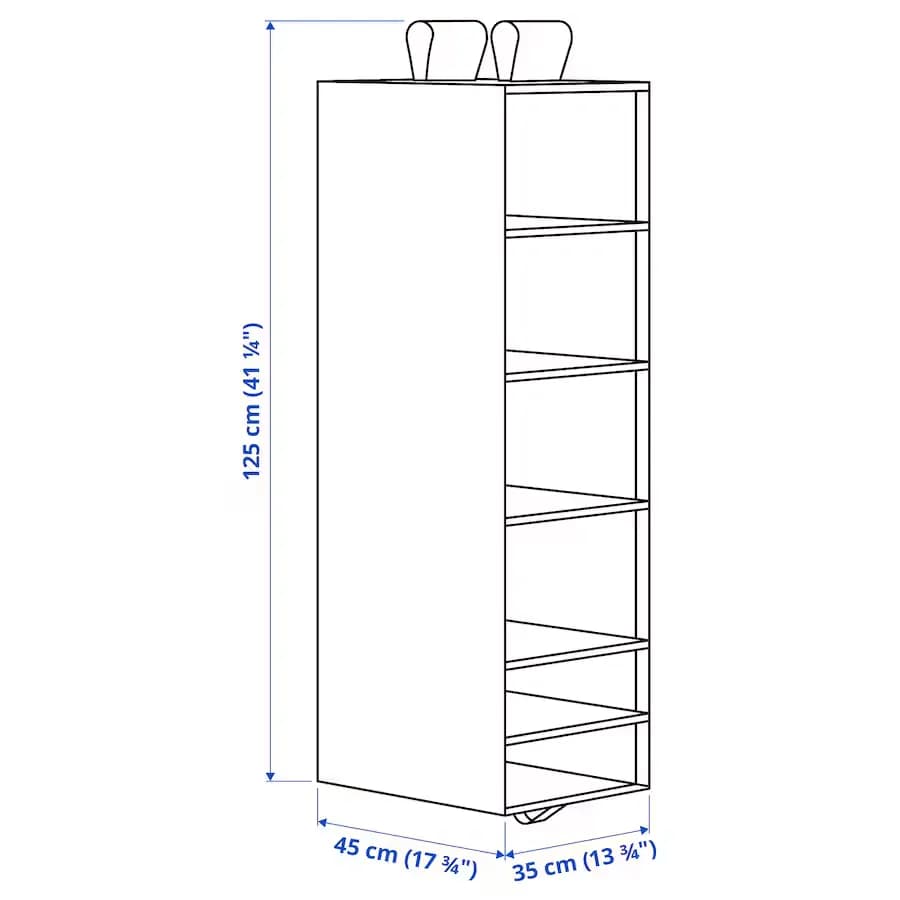 نظم دهنده آویز 6 طبقه ایکیا SKUBB سفید، 35x45x125 سانتیمتر — تصویر ۴