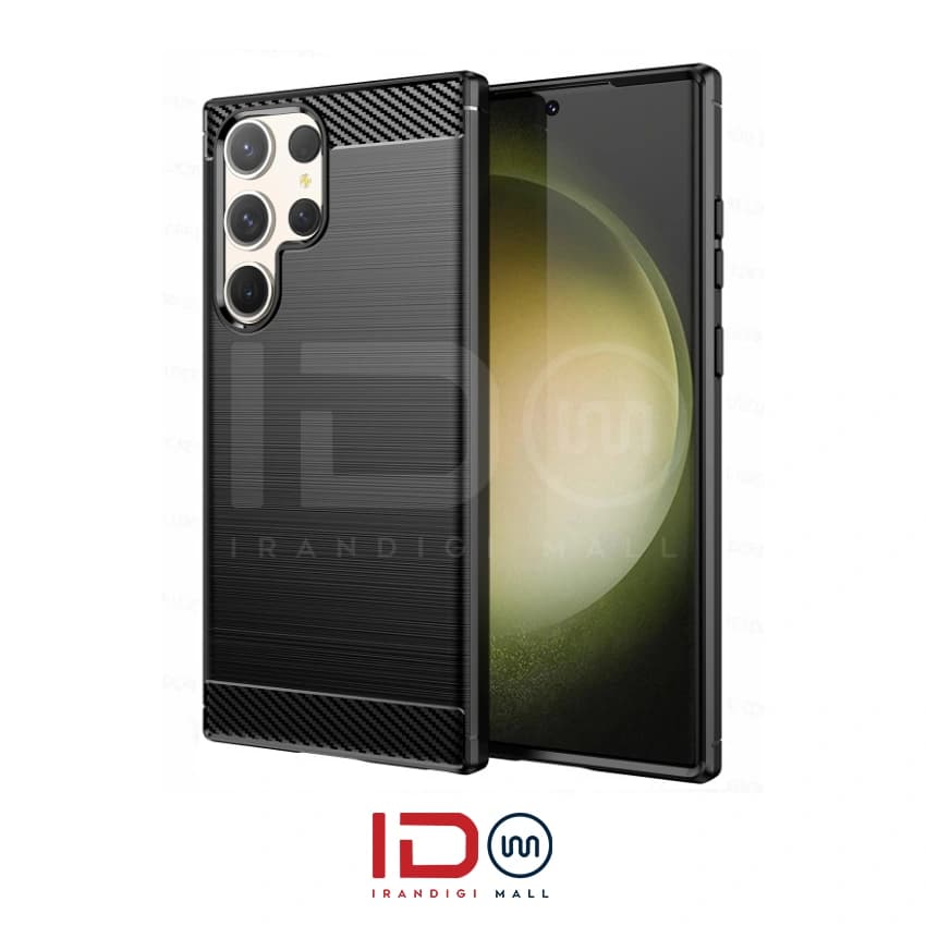قاب فیبر کربن گوشی سامسونگ مدل Galaxy S23 Ultra برند rugged armor رنگ مشکی
