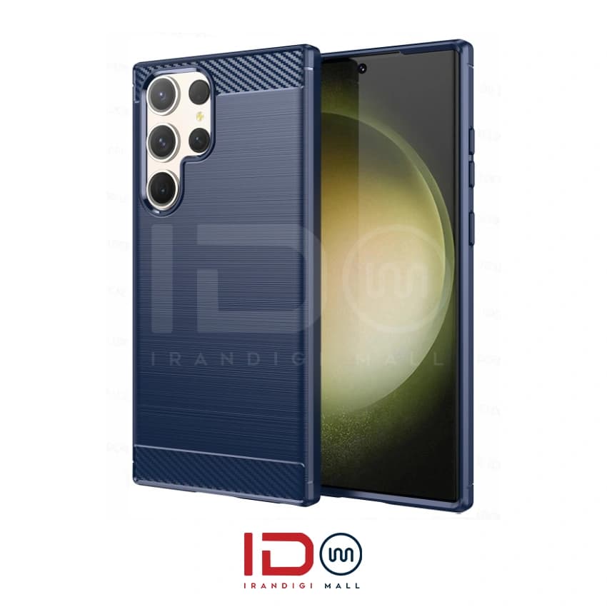قاب فیبر کربن گوشی سامسونگ مدل Galaxy S23 Ultra برند rugged armor رنگ سرمه ای