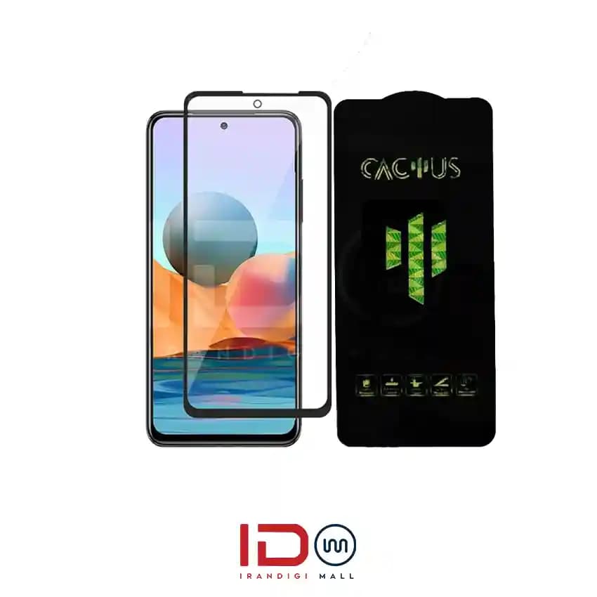 گلس شیشه ای تمام صفحه و فول چسب کاکتوس موبایل xiaomi note 10