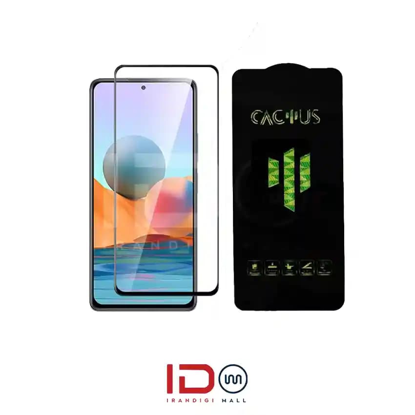 گلس شیشه ای تمام صفحه و فول چسب کاکتوس گوشی شیائومی مدل XIAOMI Redmi Note 10 Pro