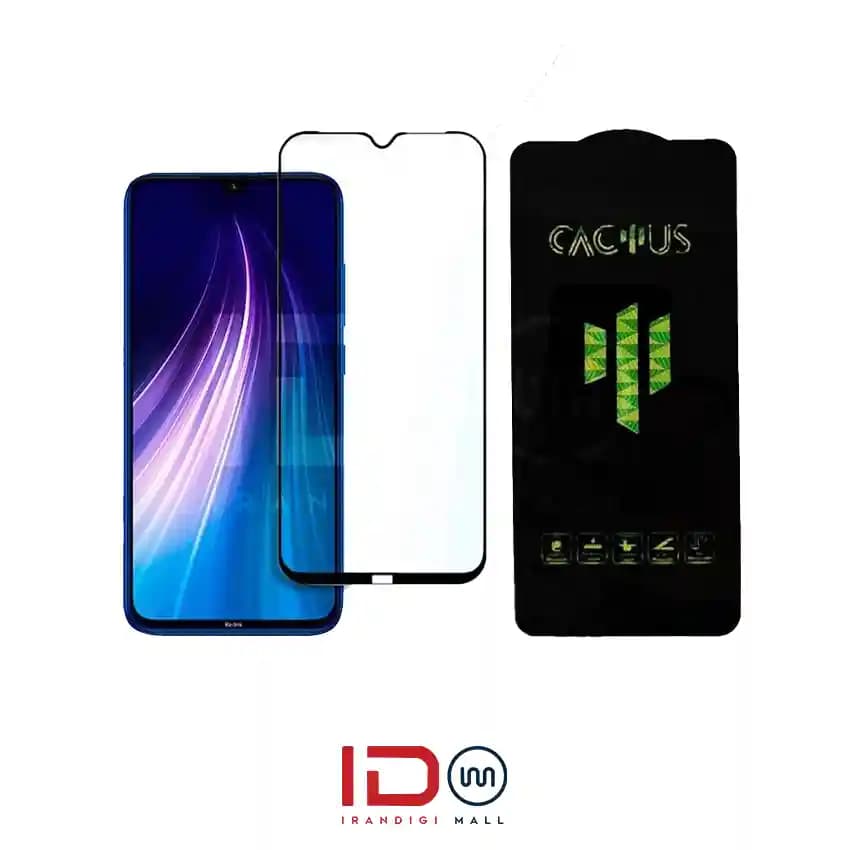 گلس شیشه ای تمام صفحه و فول چسب کاکتوس موبایل xiaomi note 8
