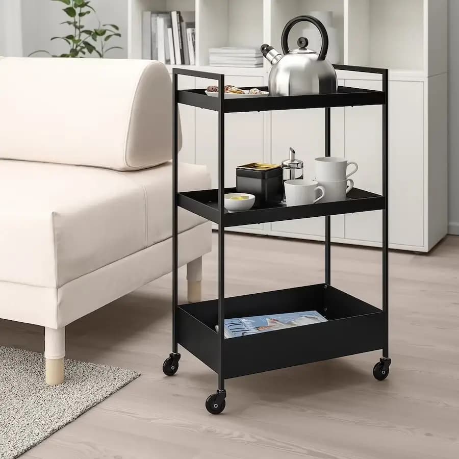 ترولی سه طبقه مشکی ایکیا NISSAFORS سایز 50.5x30x83 سانتی‌متر — تصویر ۴