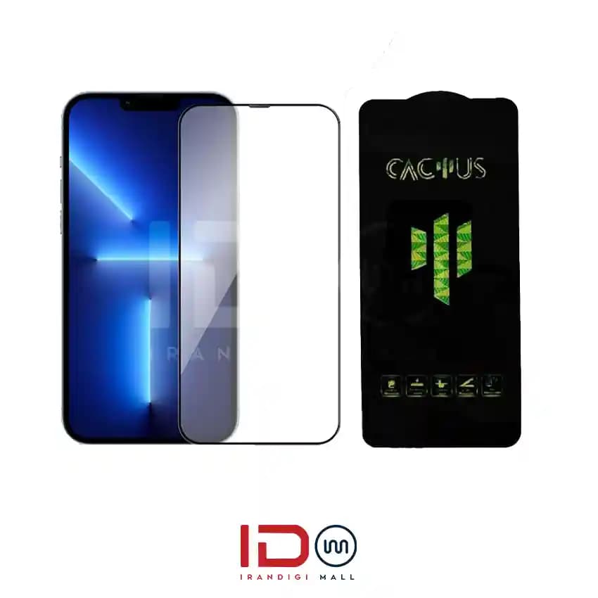 گلس شیشه ای تمام صفحه و فول چسب کاکتوس موبایل IPHONE 13 PRO MAX — تصویر ۲