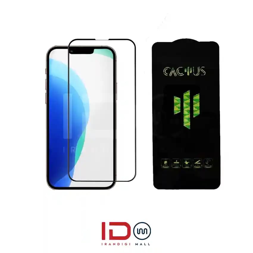 گلس شیشه ای تمام صفحه و فول چسب کاکتوس موبایل IPHONE 13