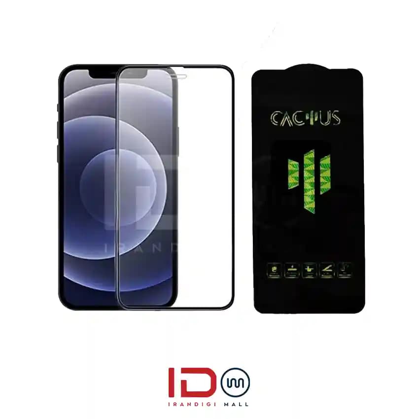 گلس شیشه ای تمام صفحه و فول چسب کاکتوس موبایل IPHONE 12 PRO MAX — تصویر ۲