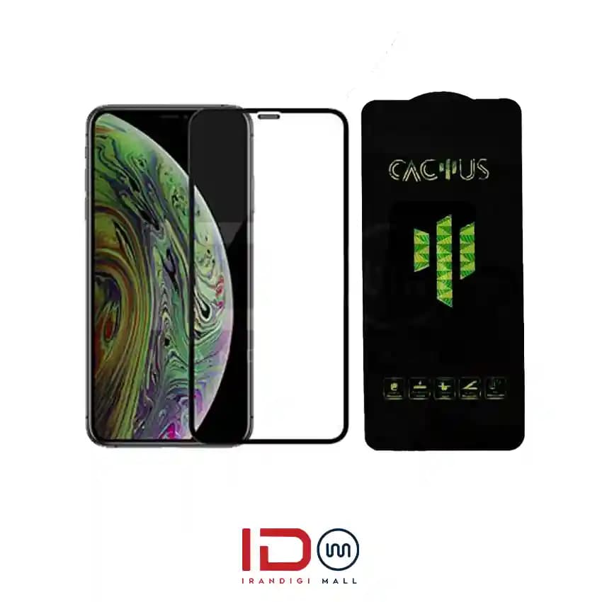 گلس شیشه ای تمام صفحه و فول چسب کاکتوس موبایل IPHONE 11 PRO