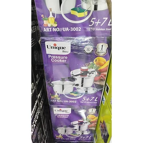 زودپز استیل یونیک مدل UA-3002 سرویس ۵ و ۷ لیتری استیل ضدزنگ 18/10 — تصویر ۲
