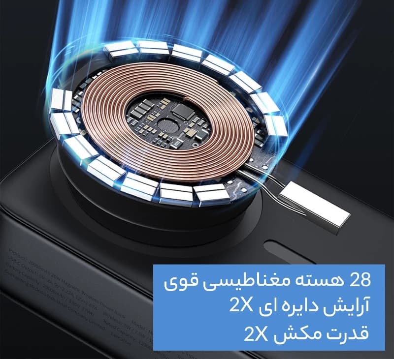 پاور بانک وایرلس مگنتی مک دودو مدل MC-502 ظرفیت 20000 میلی آمپر ساعت — تصویر ۵