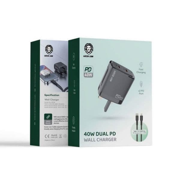 شارژر موبایل دیواری Green Lion PD20W+PD20W Total 40w — تصویر ۲