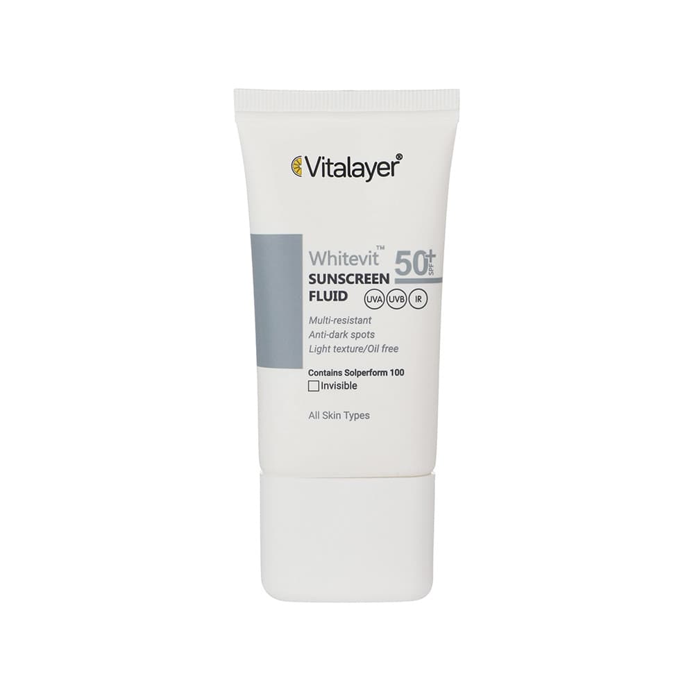 فلوئید ضد آفتاب ویتالیر SPF50 مدل Whitevit رنگ بژ طبیعی — تصویر ۷