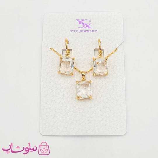 نیم ست زنانه YSX مدل کریستال سفید مربعی کد 1791
