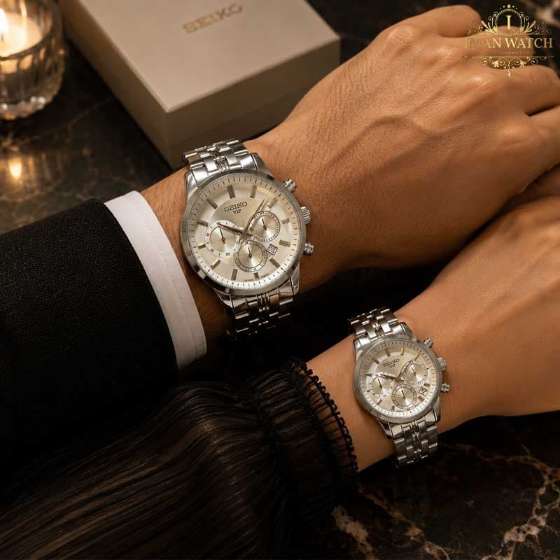 ساعت ست سیکو سه موتوره سیلور صفحه سفید Seiko 8890 — تصویر ۳