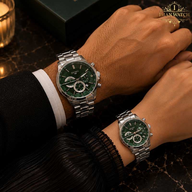 ساعت ست سیکو سه موتوره سیلور صفحه سبز Seiko 8887 — تصویر ۳