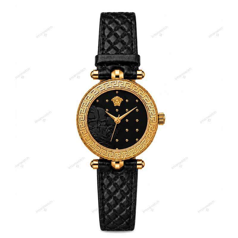 ساعت مچی زنانه ورساچه طلایی صفحه مشکی Versace 6460