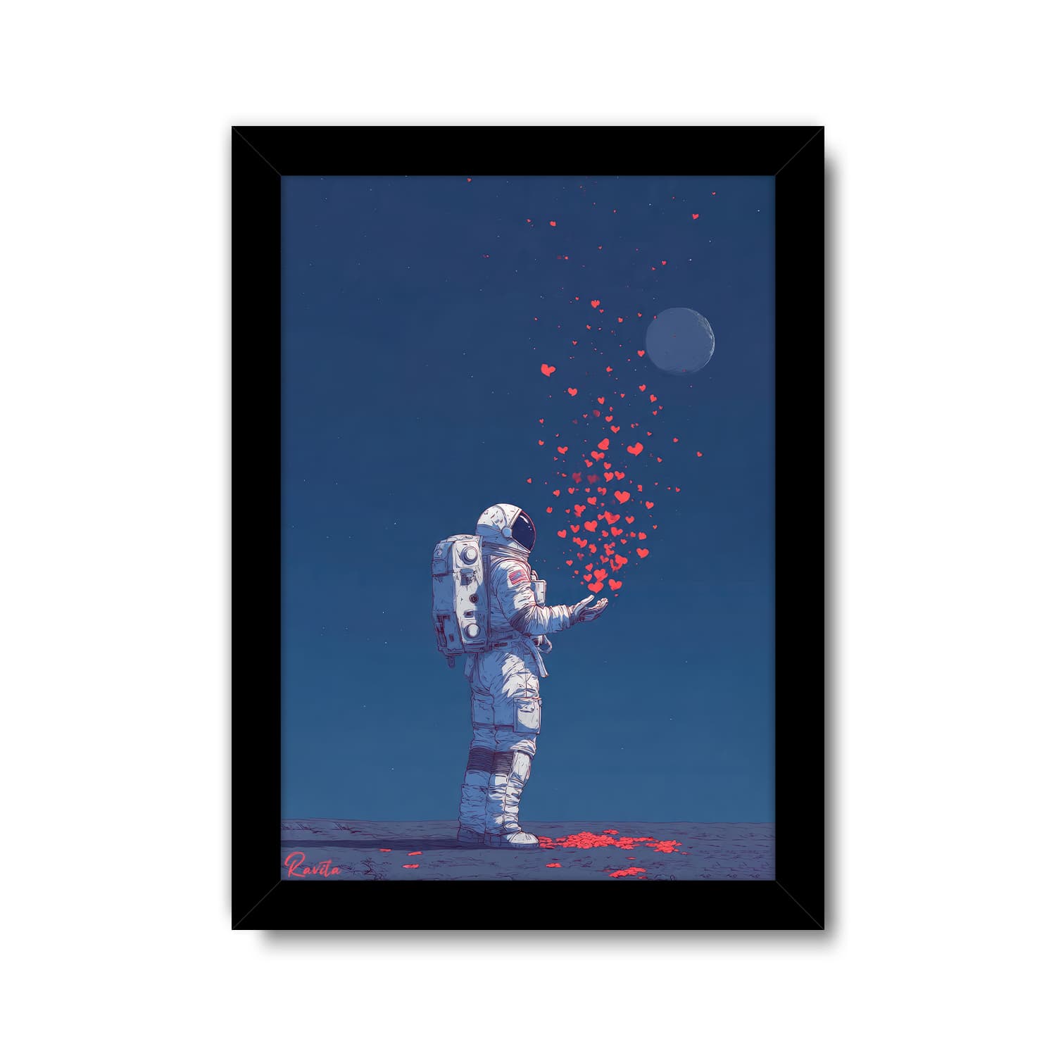 تابلو تکی راویتا طرح فضانورد عاشق – astronaut in love کد 3771