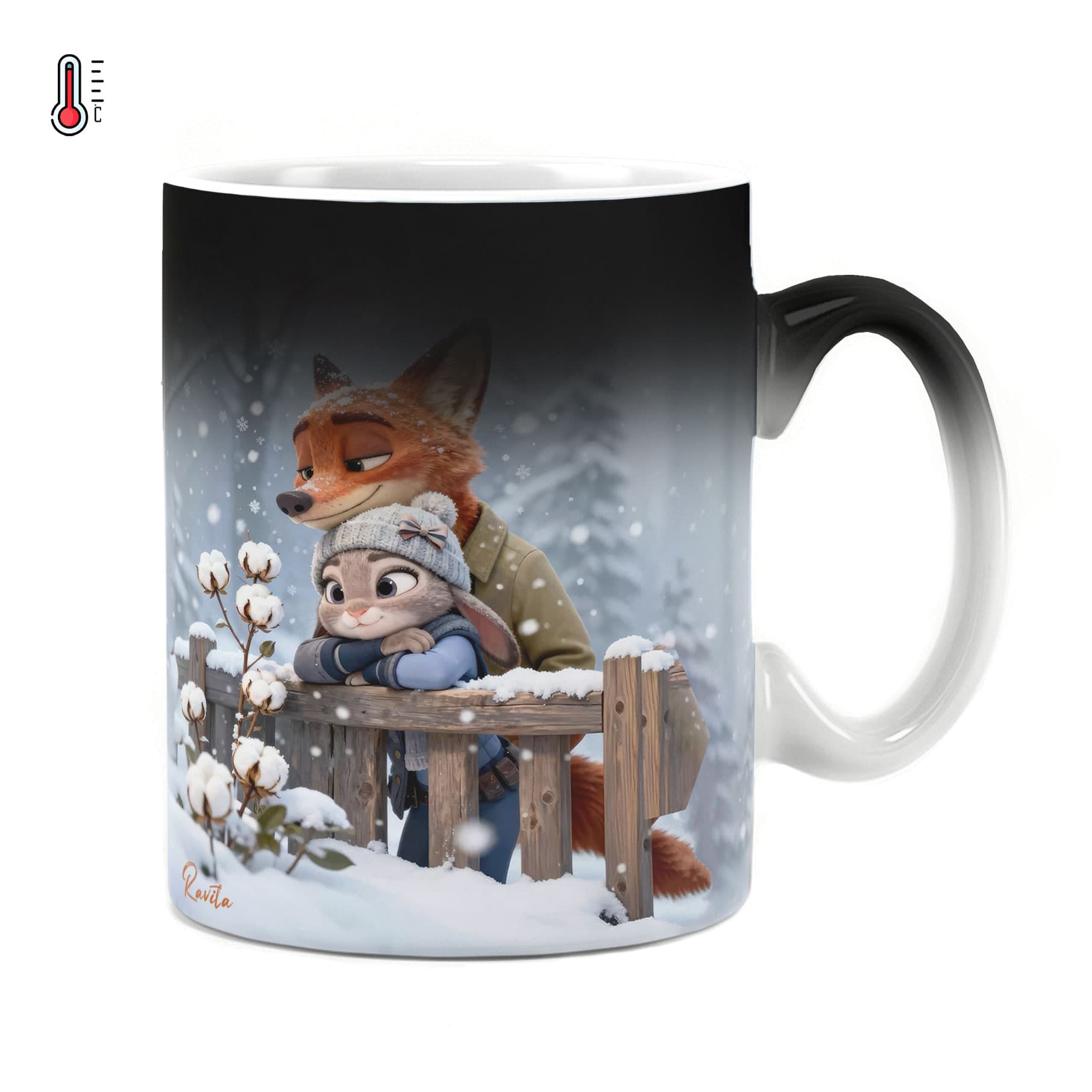 ماگ حرارتی راویتا طرح زوتوپیا عاشقانه دونفره – Zootopia کد 3759