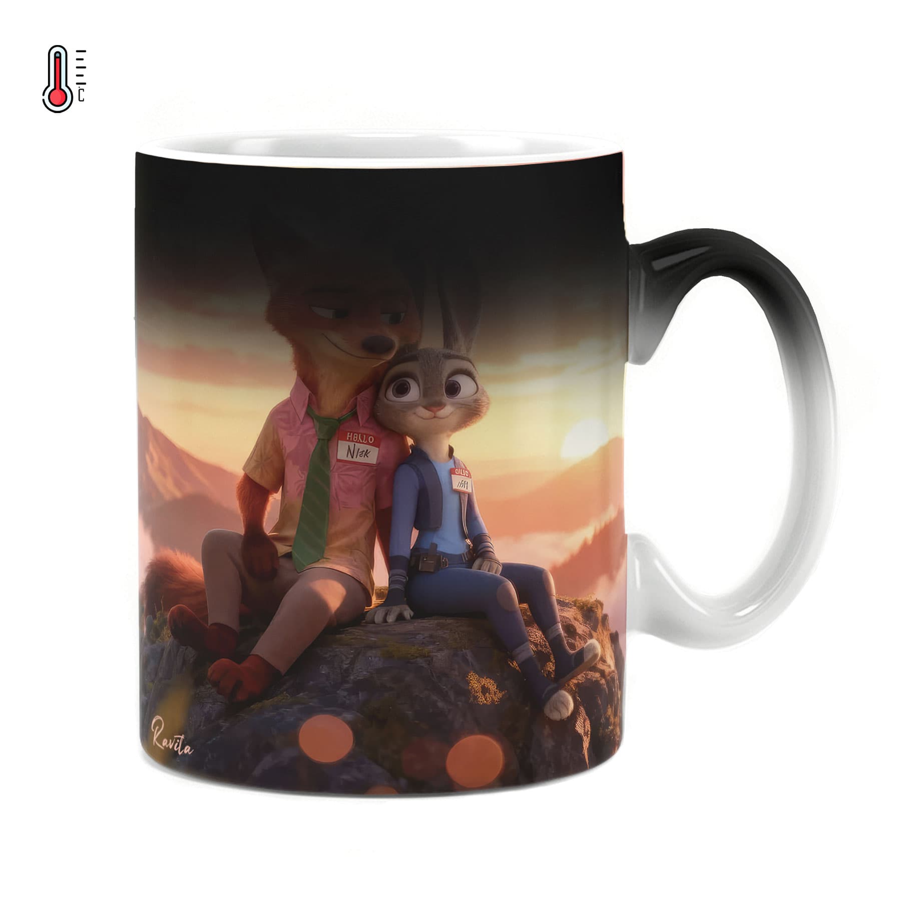 ماگ حرارتی راویتا طرح زوتوپیا عاشقانه دونفره – Zootopia کد 3758