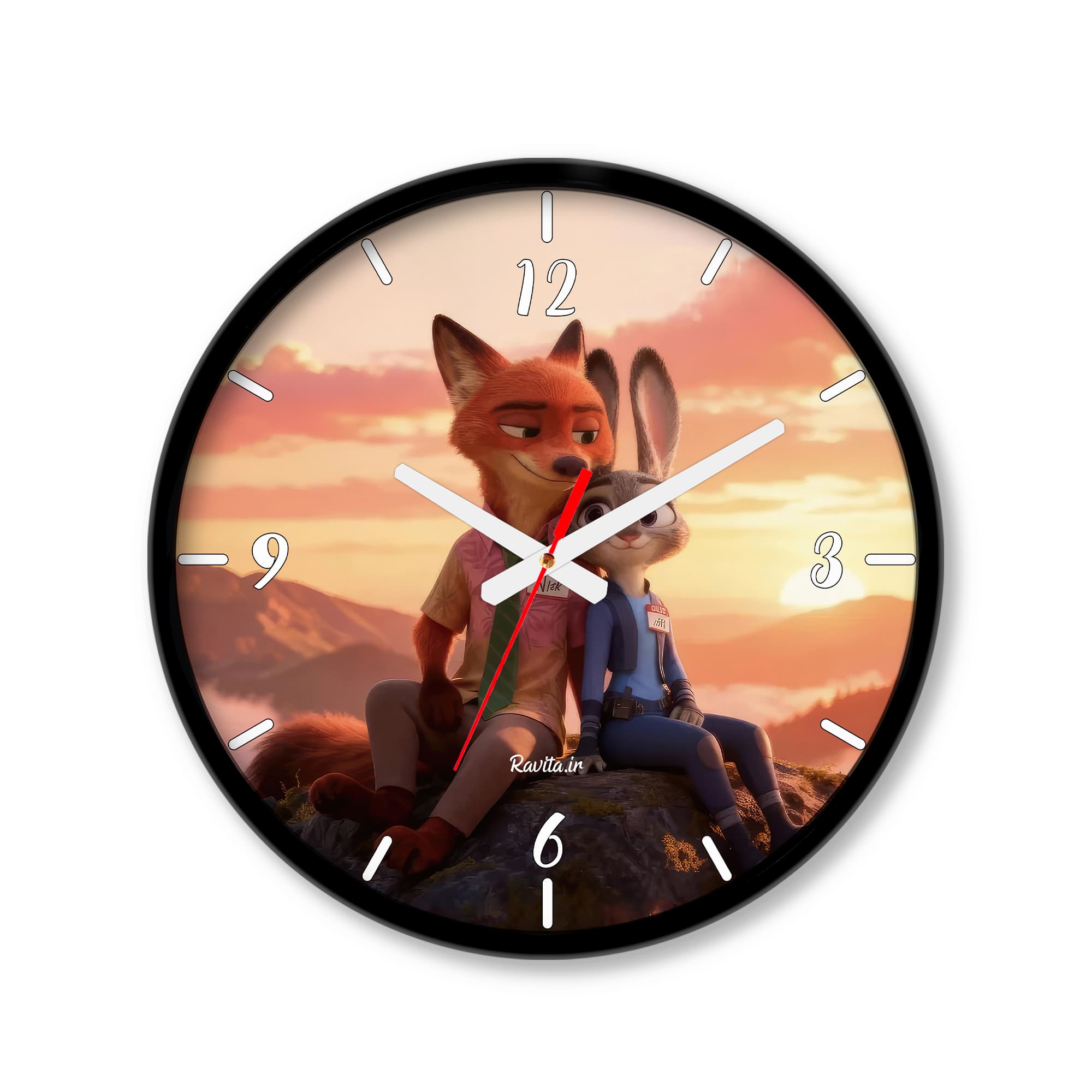 ساعت رومیزی دیواری راویتا طرح زوتوپیا عاشقانه دونفره – Zootopia کد 3758