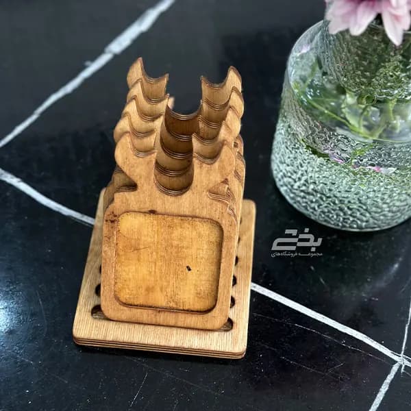 زیر لیوانی چوبی طرح گوزن استند دار — تصویر ۵