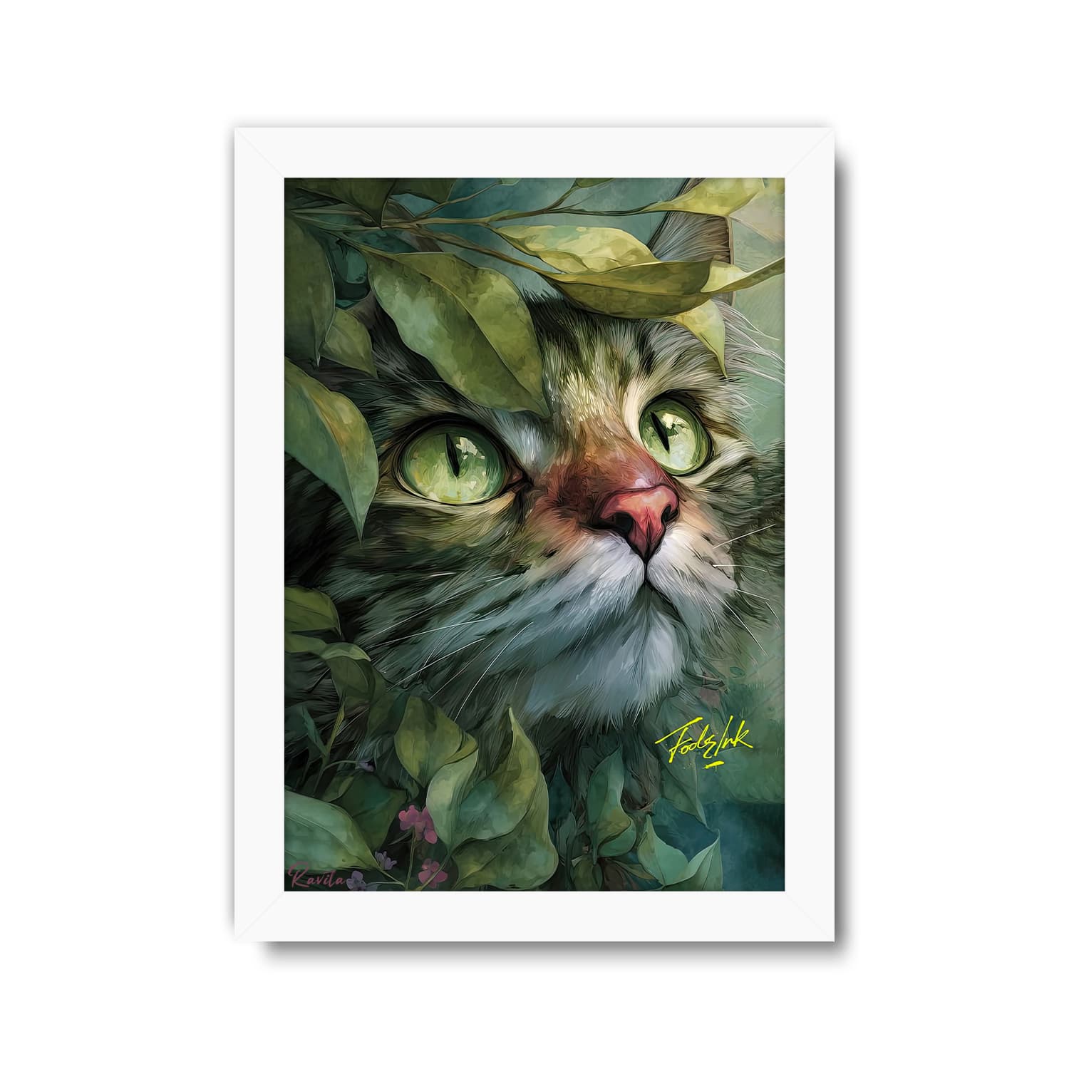 تابلو تکی راویتا طرح نقاشی گربه – cat کد 3743