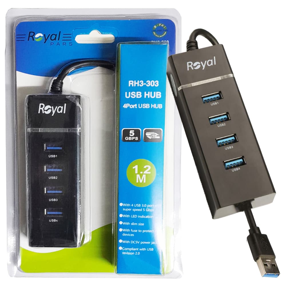 هاب 4 پورت USB 3.0 رویال مدل RH3-303 — تصویر ۴