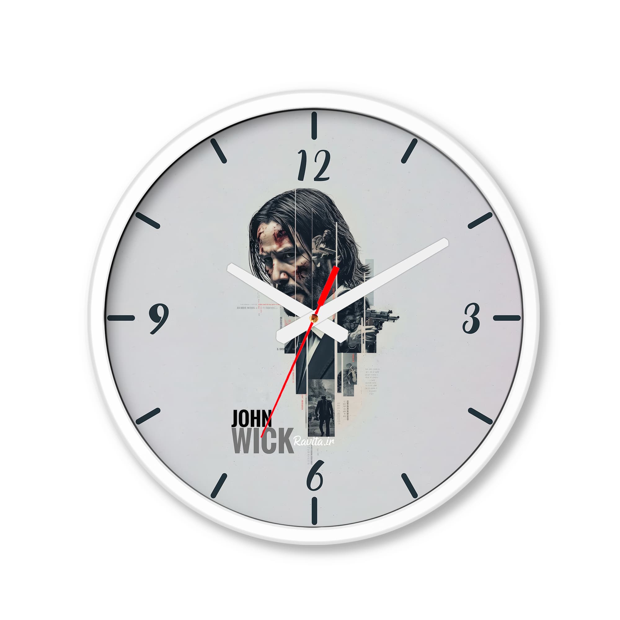 ساعت دیواری رومیزی دیواری راویتا طرح جان ویک – John wick کد 3741 — تصویر ۹
