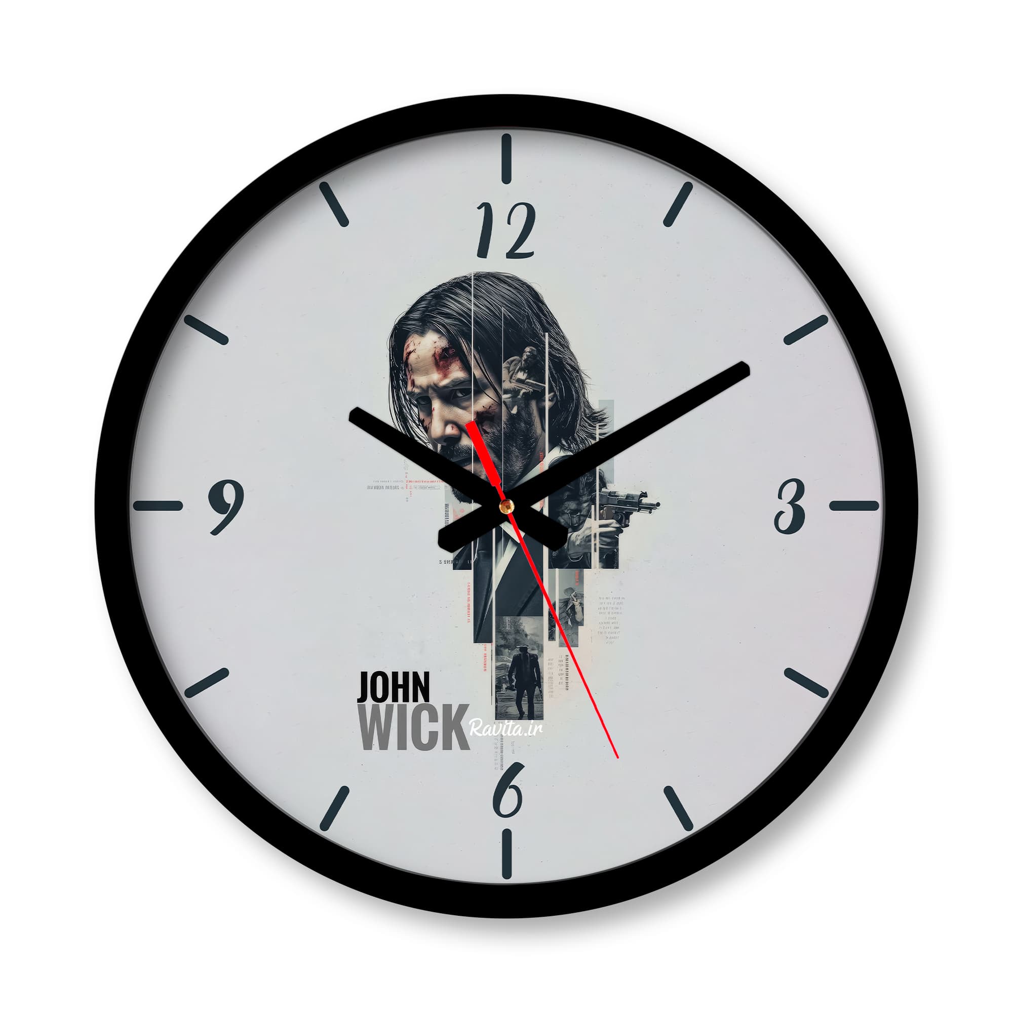 ساعت دیواری بزرگ راویتا طرح جان ویک – John wick کد 3741 — تصویر ۴