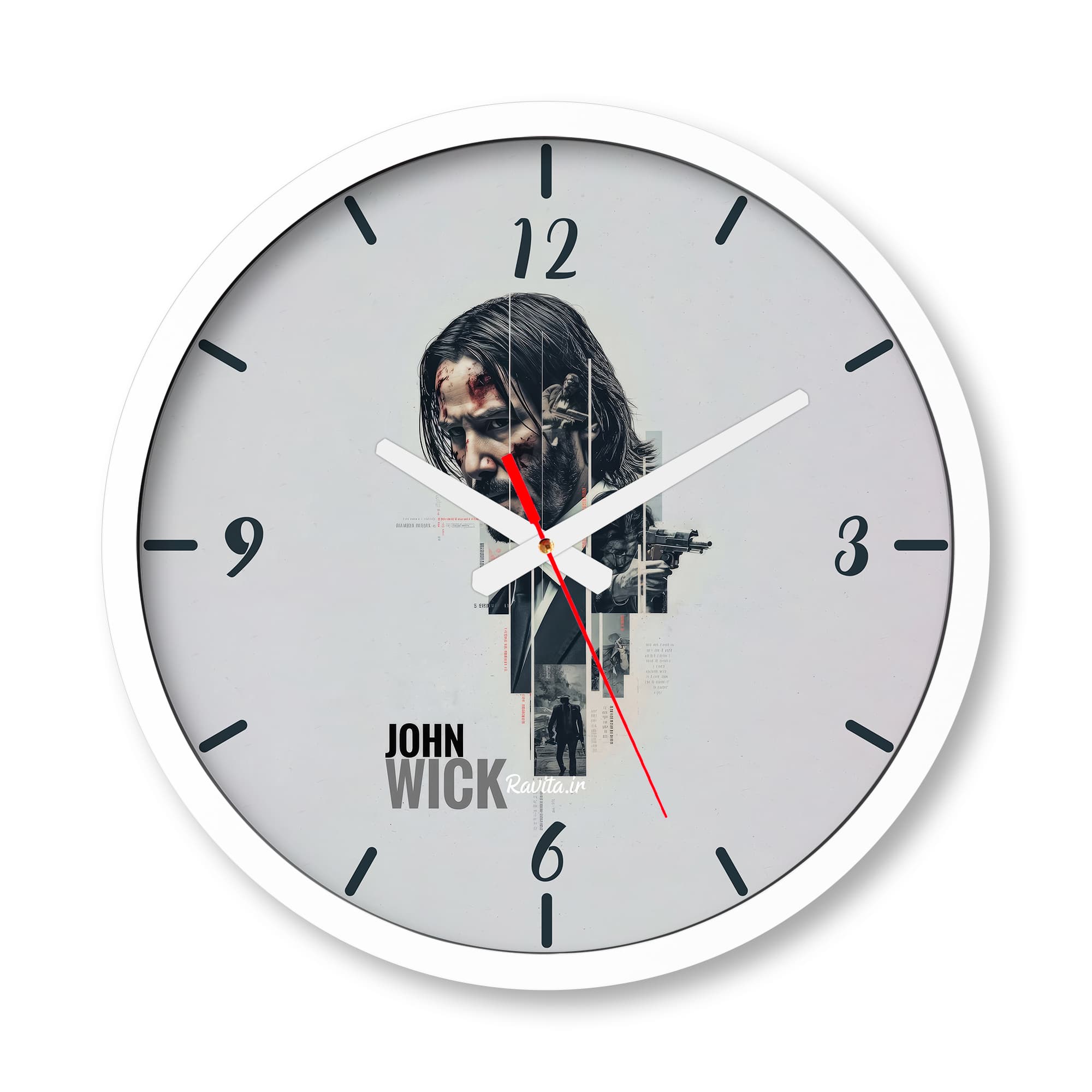 ساعت دیواری بزرگ راویتا طرح جان ویک – John wick کد 3741 — تصویر ۳