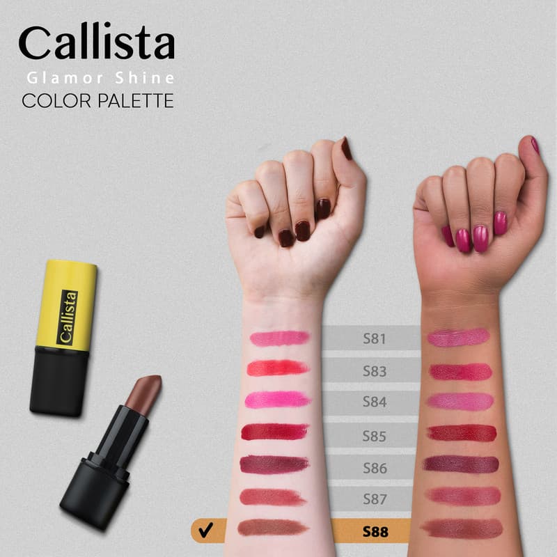رژ لب جامد کالیستا مدل Glamor Shine شماره S88 — تصویر ۱۱
