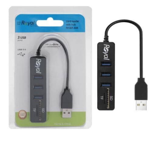 هاب 3 پورت USB3.0 و رم ریدر رویال مدل RH&R-448 — تصویر ۳