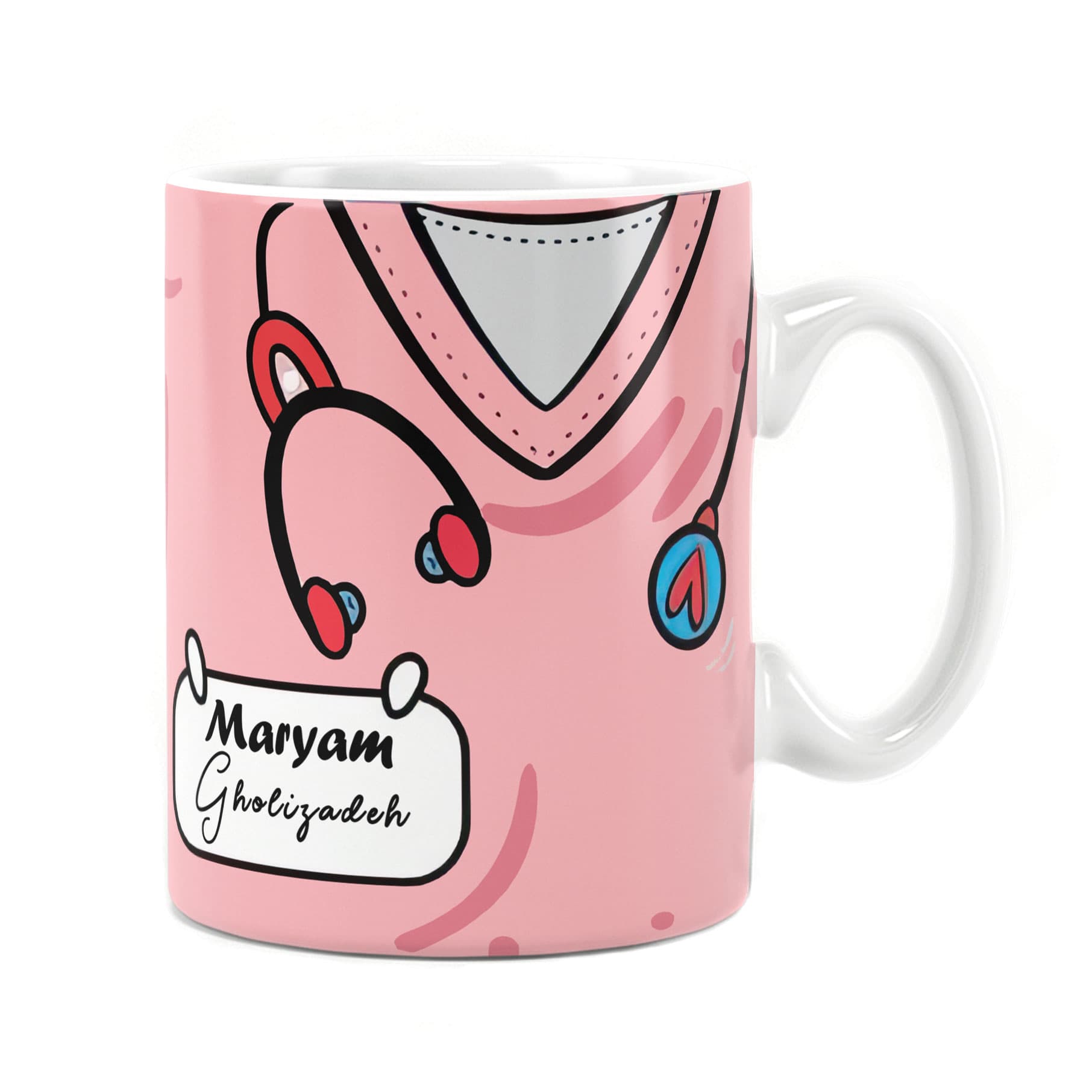 لیوان (ماگ) سرامیکی سفارشی راویتا طرح پرستار – Pink Nurse — تصویر ۲