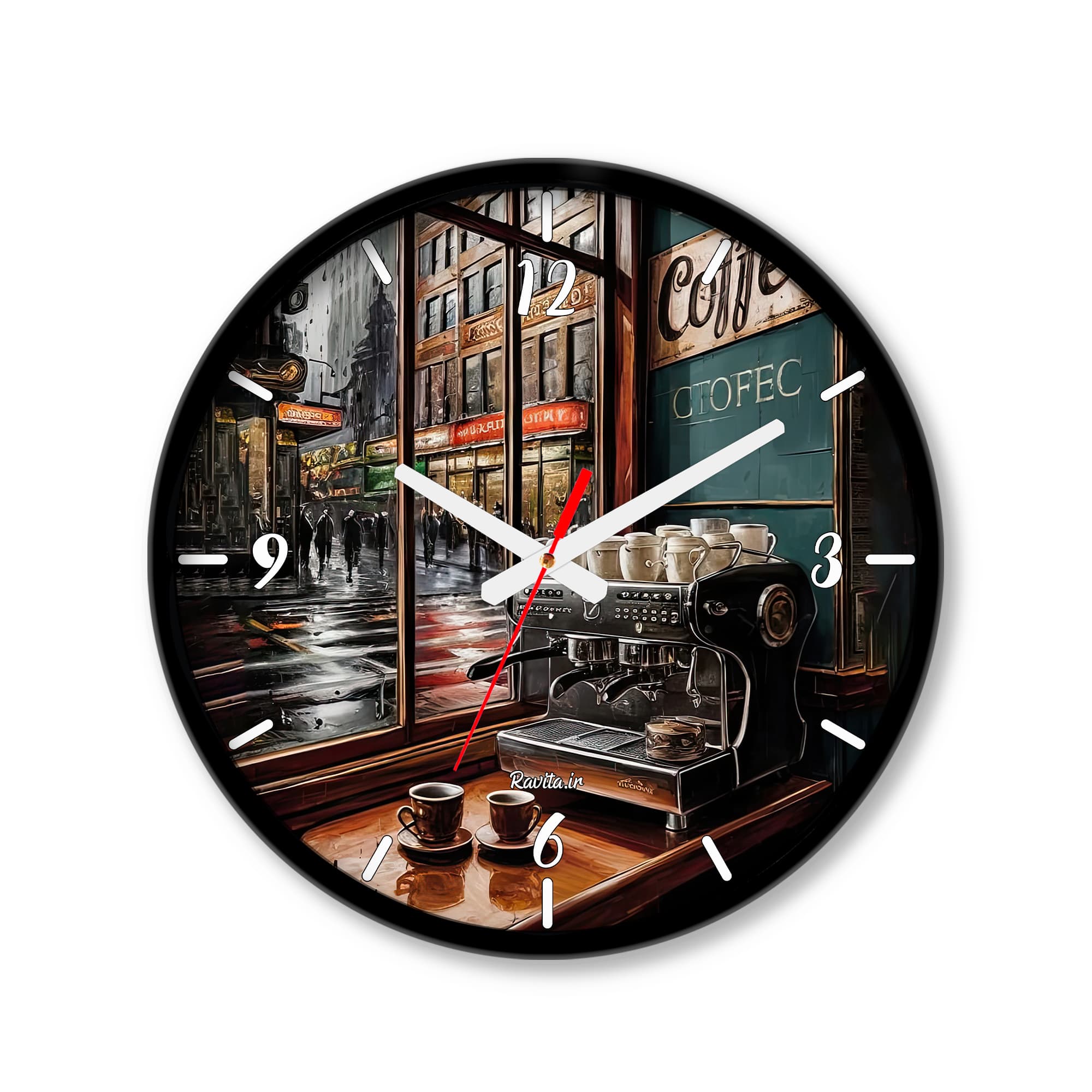 ساعت رومیزی دیواری راویتا طرح کافی شاپ – Coffee Shop کد 3723 — تصویر ۹