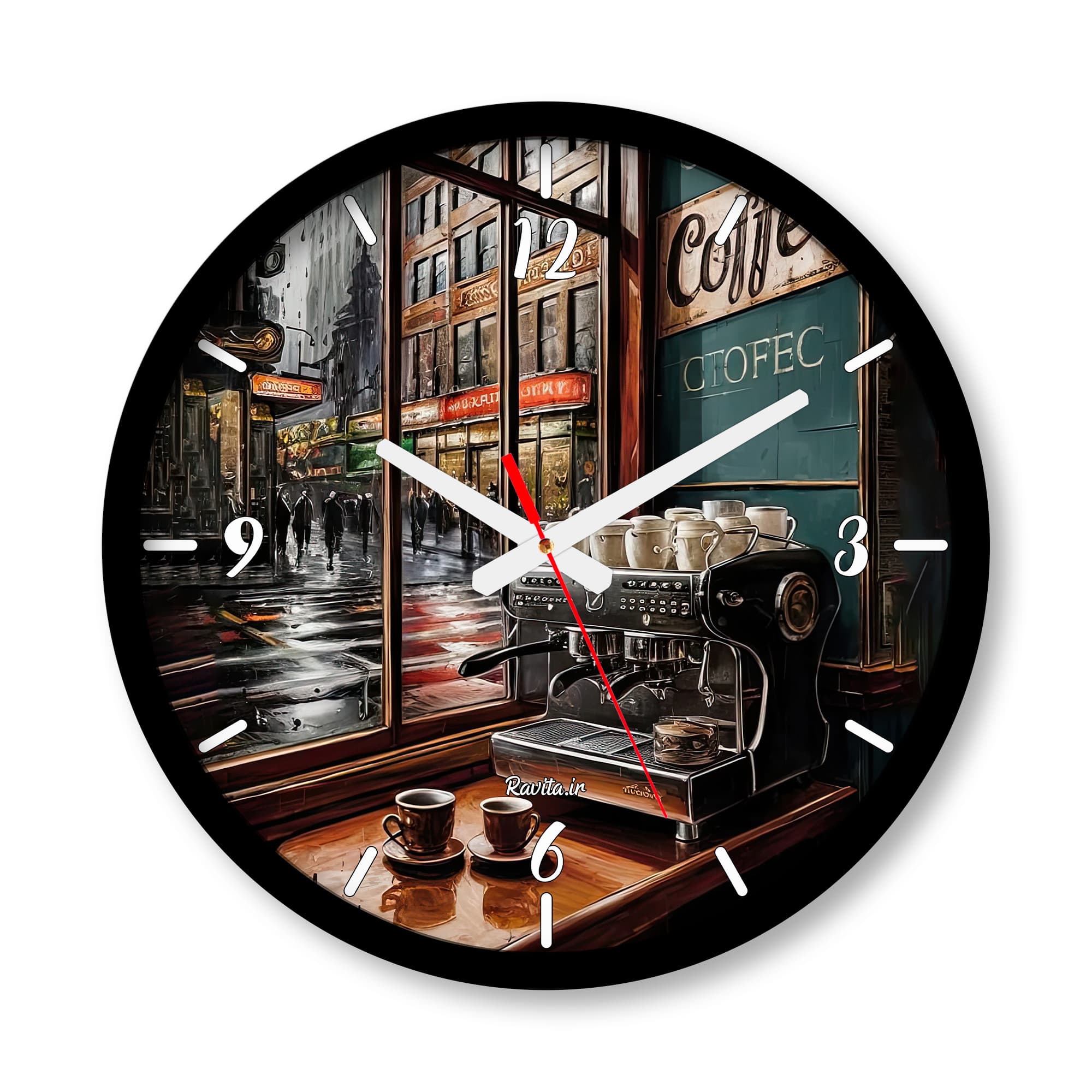 ساعت دیواری بزرگ راویتا طرح کافی شاپ – Coffee Shop کد 3723 — تصویر ۵