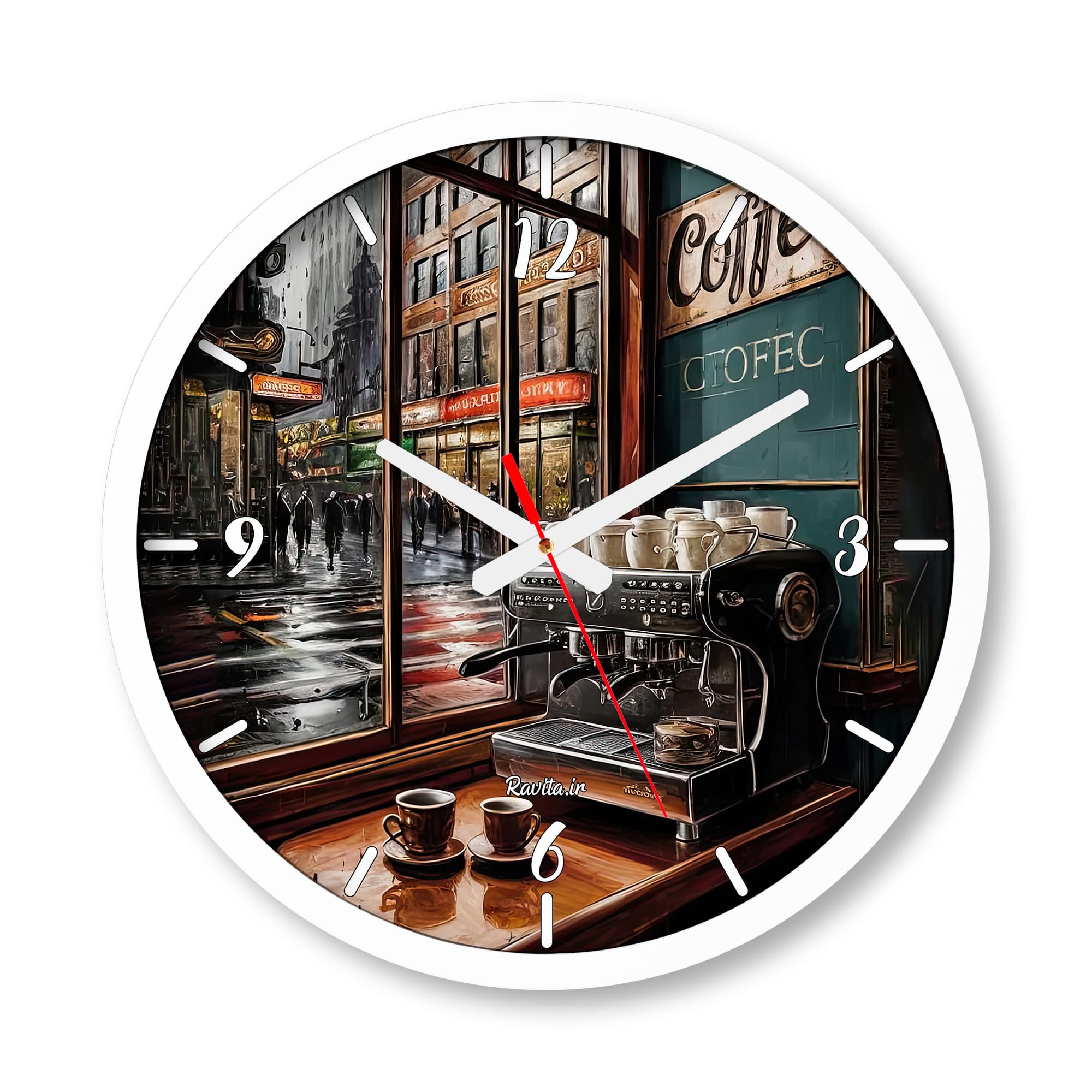 ساعت دیواری بزرگ راویتا طرح کافی شاپ – Coffee Shop کد 3723
