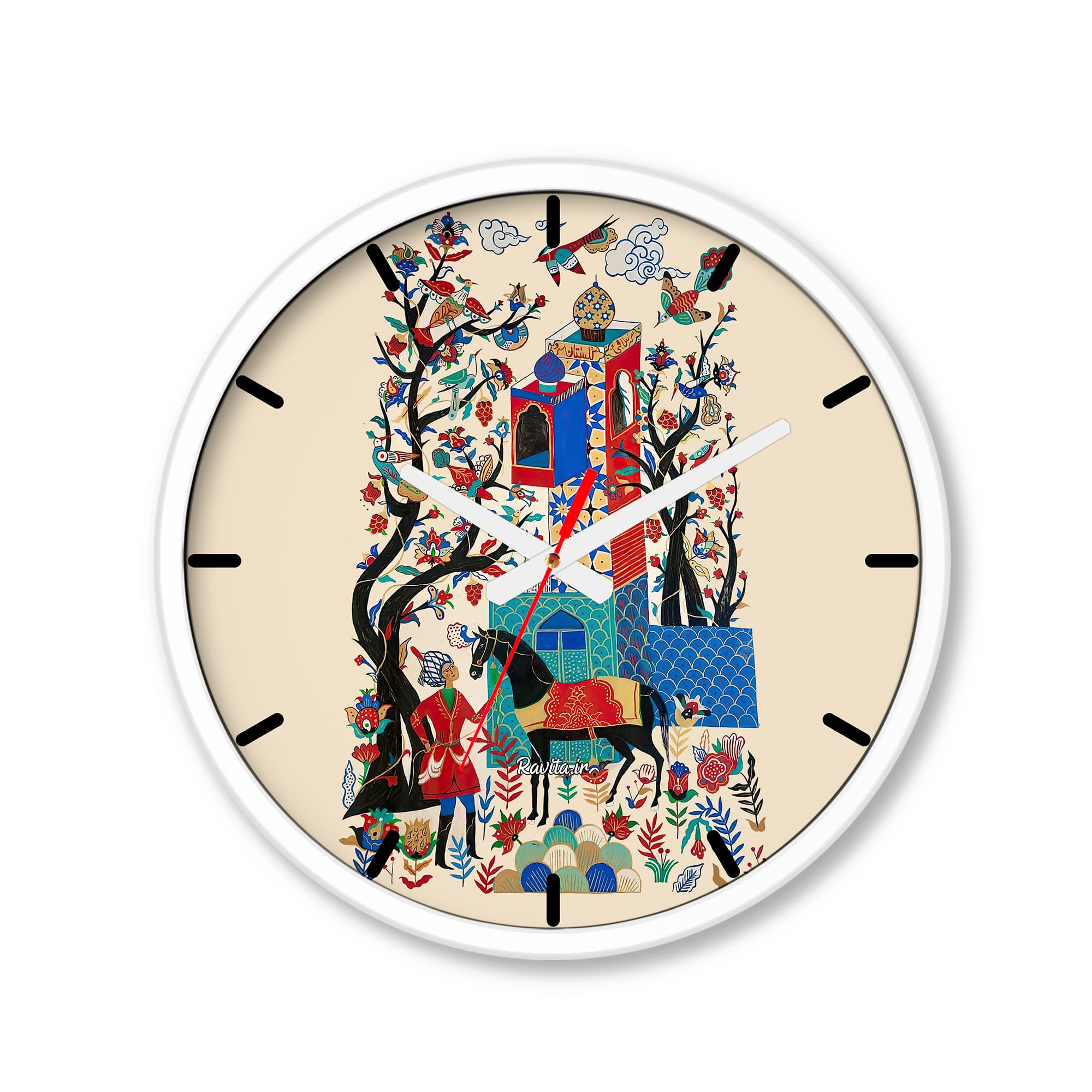 ساعت رومیزی دیواری راویتا طرح نقاشی مینیاتور ایرانی – Iranian miniature painting کد 3719 — تصویر ۵