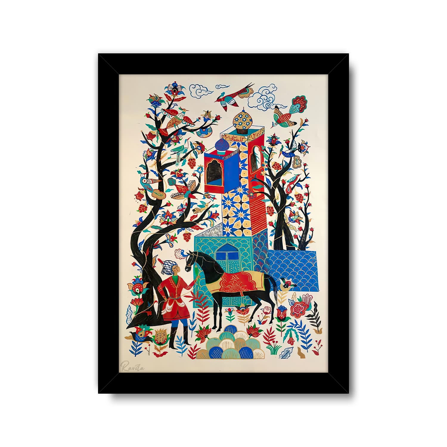 تابلو تکی راویتا طرح نقاشی مینیاتور ایرانی – Iranian miniature painting کد 3719