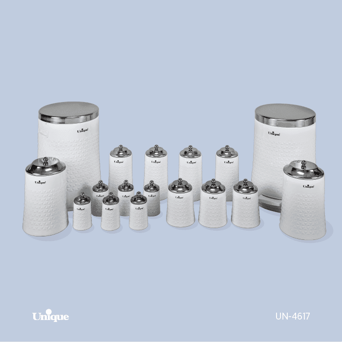 سرویس آشپزخانه 17 پارچه سفید استیل گلکسی یونیک کد UN-4617