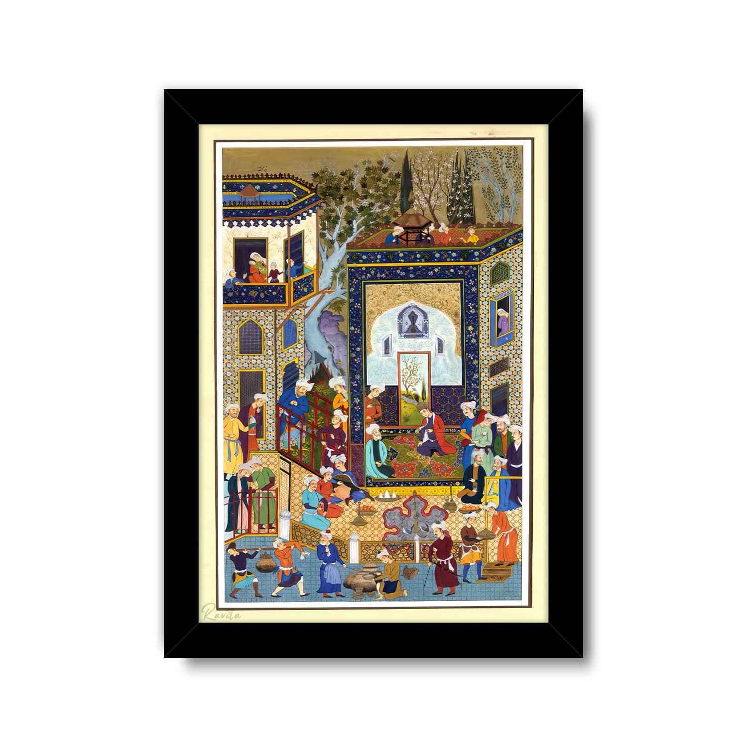 تابلو تکی راویتا طرح نقاشی مینیاتور ایرانی – Iranian miniature painting کد 3718