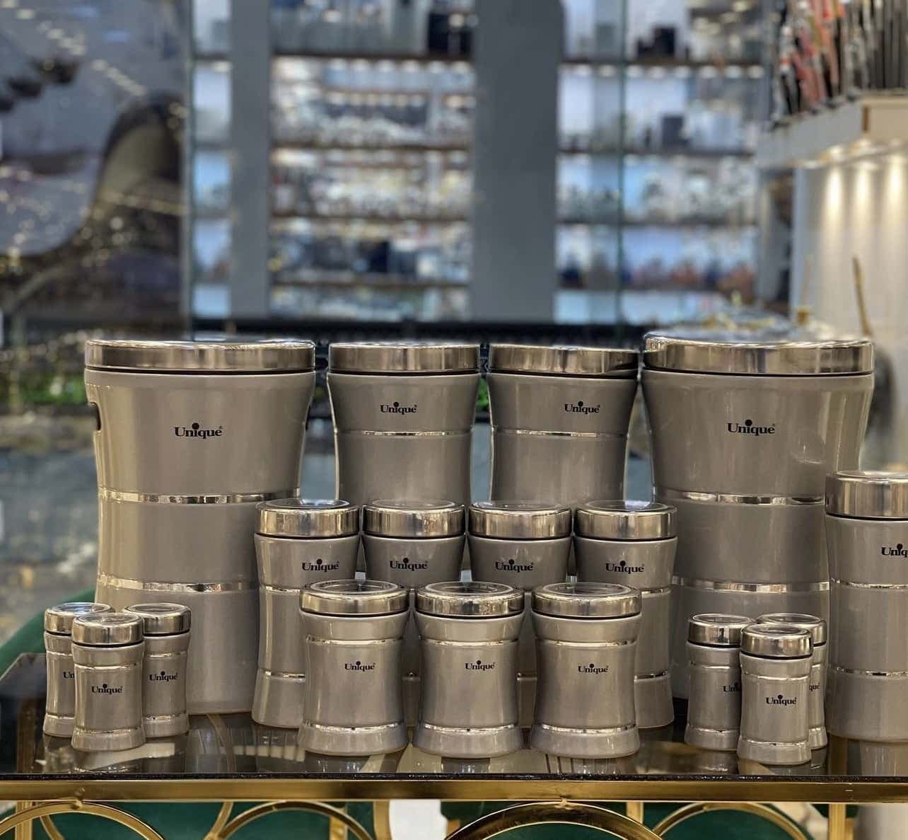 سرویس آشپزخانه 18 پارچه کمرباریک خطی نقره ای استیل یونیک کد UN-4688 — تصویر ۷
