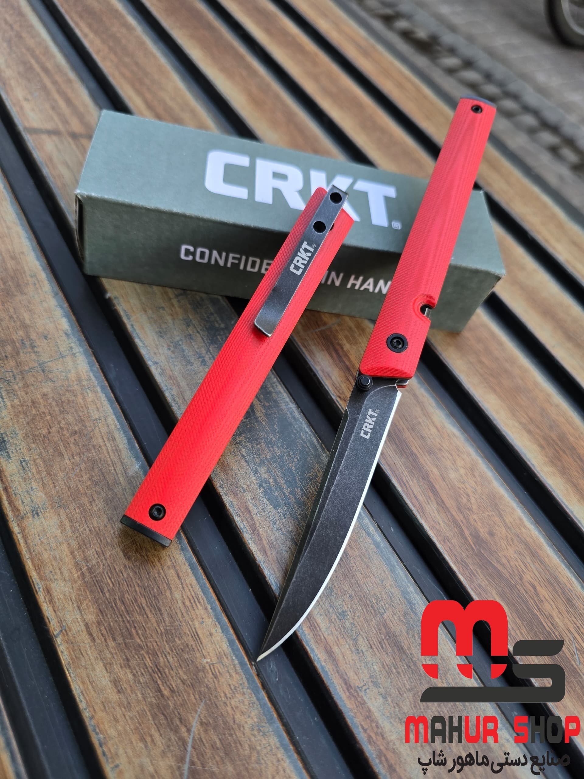 چاقو CRKT دسته قرمز تیغه استیل ضد زنگ و تیز