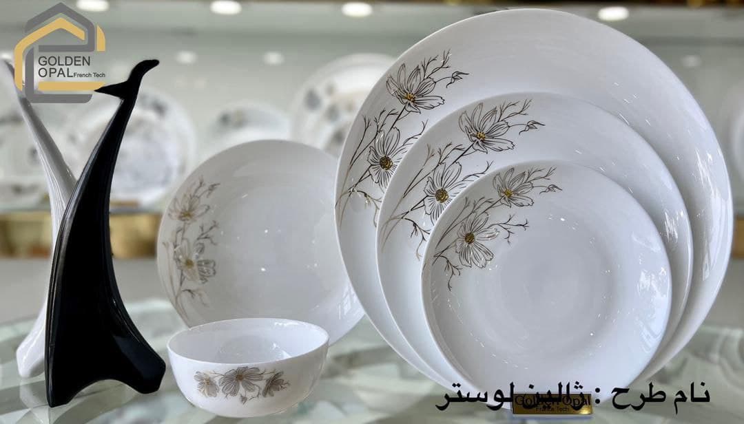 سرویس آرکوپال 26 پارچه 6 نفره گلدن اپال طرح ژالین لوستر کد 2605